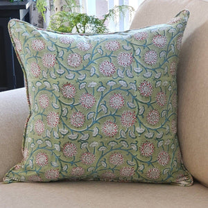 Darrahopens Home & Garden > Decor Kolka Floral Garden Soft Cotton Voile High Quality Decorative Cushion - Green