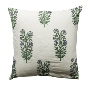 Darrahopens Home & Garden > Decor Kolka Iris Quilted Euro Sham Set Super Quality Cotton Quilted Front - Green