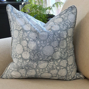 Darrahopens Home & Garden > Decor Kolka Pastel Grey Floral Luxurious Soft Cotton Voile Decorative Cushion - Grey