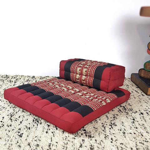 Darrahopens Home & Garden > Decor Meditation Cushion + Seating Block Set Red Elephant