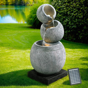 Darrahopens Home & Garden > Fountains Gardeon Solar Fountain Water Feature Bird Bath Garden LED Light 80CM Grey