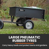 Darrahopens Home & Garden > Garden Tools PLANTCRAFT 270kg Capacity Metal Dump Cart Garden Lawn Yard Farm Trolley, Tow Behind Ride on Mower