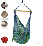 darrahopens Home & Garden > Hammocks Mayan Legacy Extra Large Outdoor Cotton Mexican Hammock Chair in Caribe Colour