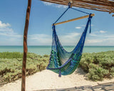 darrahopens Home & Garden > Hammocks Mayan Legacy Extra Large Outdoor Cotton Mexican Hammock Chair in Caribe Colour