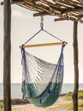 darrahopens Home & Garden > Hammocks Mayan Legacy Extra Large Outdoor Cotton Mexican Hammock Chair in Caribe Colour