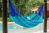 darrahopens Home & Garden > Hammocks Mayan Legacy Jumbo Plus Size Nylon Mexican Hammock in Caribe Colour