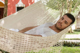 darrahopens Home & Garden > Hammocks Mayan Legacy Queen Size Deluxe Outdoor Cotton Mexican Hammock in Cream Colour