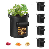 Darrahopens Home & Garden > Home & Garden Others 5-Pack 7 Gallons Plant Grow Bag Potato Container Pots with Handles Garden Planter Black