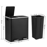 Darrahopens Home & Garden > Home & Garden Others Kitchen Dual Recycling Bin 30L, Black