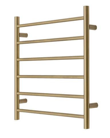 Darrahopens Home & Garden > Home & Garden Others Premium Brushed Gold Heated Towel Rack - 6 Bars, Round Design, AU Standard, 650x620mm Wide