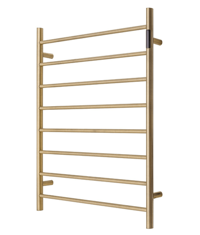 Darrahopens Home & Garden > Home & Garden Others Premium Brushed Gold Heated Towel Rack with LED control- 8 Bars, Round Design, AU Standard, 1000x850mm Wide