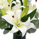 darrahopens Home & Garden > Home & Garden Others Premium Faux White Lily In Glass Vase (Tiger Lily Bouquet With Eucalyptus)