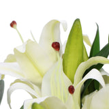 darrahopens Home & Garden > Home & Garden Others Premium Faux White Lily In Glass Vase (Tiger Lily Bouquet With Eucalyptus)