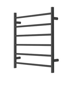 Darrahopens Home & Garden > Home & Garden Others Premium Matte Black Heated Towel Rack - 6 Bars, Round Design, AU Standard, 650x620mm Wide