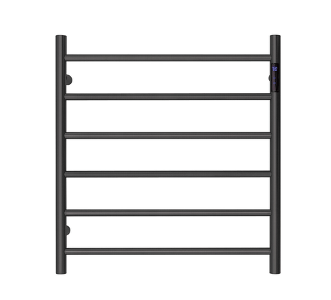 Darrahopens Home & Garden > Home & Garden Others Premium Matte Black Heated Towel Rack with LED control- 6 Bars, Round Design, AU Standard, 650x620mm Wide