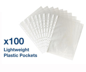 Darrahopens Home & Garden > Home Office Accessories 100Pack A4 Sheet Protector Plastic Pockets Bulk Lot Clear Reinforced Folders