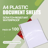 Darrahopens Home & Garden > Home Office Accessories 100Pack A4 Sheet Protector Plastic Pockets Bulk Lot Clear Reinforced Folders