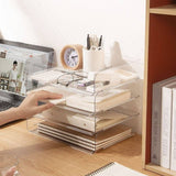 Darrahopens Home & Garden > Home Office Accessories 2Pack Desktop Organizer Stationery Sundry Paper Voucher Storage Office Desk File Rack(Clear)