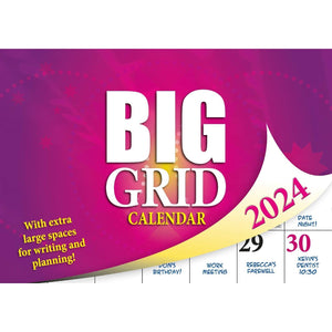 Darrahopens Home & Garden > Home Office Accessories Big Grid - 2024 Rectangle Wall Calendar 13 Months Large Date Boxes Easy Planning