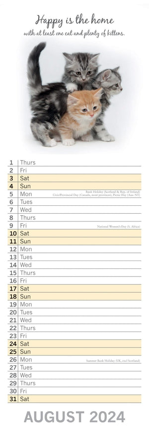 Darrahopens Home & Garden > Home Office Accessories Cute Kittens - 2024 Slimline Slim Wall Calendar Hanging Planner New Year Gift