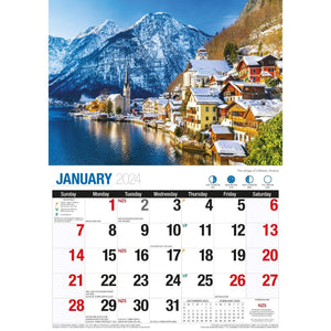 Darrahopens Home & Garden > Home Office Accessories Destinations - 2024 Rectangle Wall Calendar 16 Months Planner Travel Photos Gift