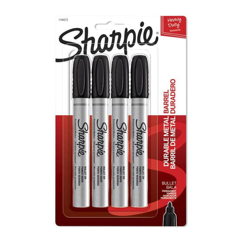 darrahopens Home & Garden > Home Office Accessories SHARPIE Met Permanent Marker Bullet Tip Black Pack 4