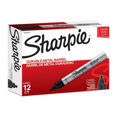 darrahopens Home & Garden > Home Office Accessories SHARPIE Metal Finish Permanent Marker Chisel Tip Black Box of 12