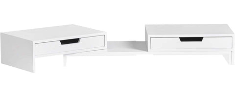 Darrahopens Home & Garden > Home Office Accessories White Monitor Stand with Drawers