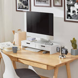 Darrahopens Home & Garden > Home Office Accessories White Monitor Stand with Drawers