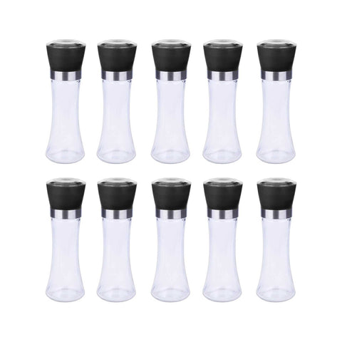 Darrahopens Home & Garden > Kitchenware 10x 180ml Glass Salt or Pepper Grinder 18cm - Adjustable Ceramic Core Tall Mill