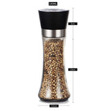 Darrahopens Home & Garden > Kitchenware 10x 180ml Glass Salt or Pepper Grinder 18cm - Adjustable Ceramic Core Tall Mill