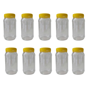 Darrahopens Home & Garden > Kitchenware 10x 1Kg Plastic Honey Jars + Lids - Round Clear Food Grade Packaging Containers