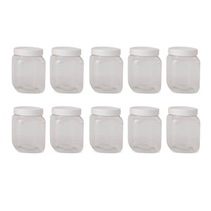 Darrahopens Home & Garden > Kitchenware 10x 250g Plastic Honey Jars + Lids - Square Clear Food Grade Packaging Containers