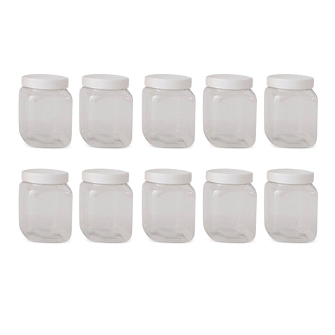 Darrahopens Home & Garden > Kitchenware 10x 250g Plastic Honey Jars + Lids - Square Clear Food Grade Packaging Containers