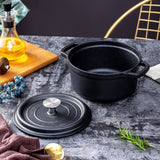 Darrahopens Home & Garden > Kitchenware 24cm Pre-seasoned NonStick Cast Iron Dutch Oven Handles Lid Skillet Cookware Braising Pot Pan Casserole