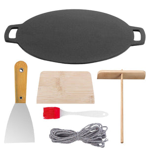 Darrahopens Home & Garden > Kitchenware 28cm Seasoned Cast Iron Induction Crepes Pan Baking Pancake Tool Pizza Bakeware