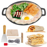 Darrahopens Home & Garden > Kitchenware 28cm Seasoned Cast Iron Induction Crepes Pan Baking Pancake Tool Pizza Bakeware