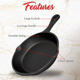 Darrahopens Home & Garden > Kitchenware 6inch 16cm Cast Iron Skillet Cookware Chef Quality Pre-Seasoned Pan Pans