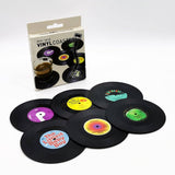 Darrahopens Home & Garden > Kitchenware 6x Creative Vinyl Record Cup Coasters w Holder Glass Drink Tableware Home Décor, A