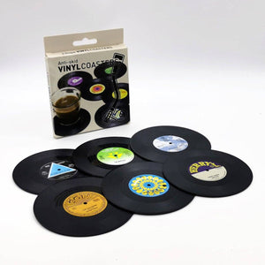 Darrahopens Home & Garden > Kitchenware 6x Creative Vinyl Record Cup Coasters w Holder Glass Drink Tableware Home Décor, B