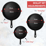 Darrahopens Home & Garden > Kitchenware Cast Iron Skillet Cookware 3-Piece Set Chef Quality Pre-Seasoned Pan 10" 8" 6" Pans