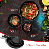 Darrahopens Home & Garden > Kitchenware Cast Iron Skillet Cookware 3-Piece Set Chef Quality Pre-Seasoned Pan 10" 8" 6" Pans