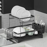 Darrahopens Home & Garden > Kitchenware Cefito Dish Rack Expandable Drying Drainer Cutlery Holder Tray Kitchen 2 Tiers