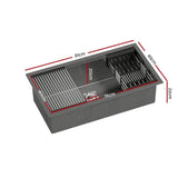 Darrahopens Home & Garden > Kitchenware Cefito Kitchen Sink Stainless Steel 81X45CM Single Bowel with Drying Rack Black