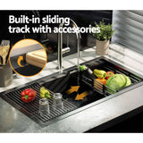 Darrahopens Home & Garden > Kitchenware Cefito Kitchen Sink Stainless Steel 81X45CM Single Bowel with Drying Rack Black