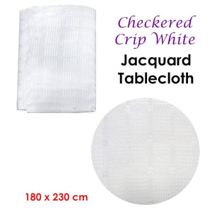 Darrahopens Home & Garden > Kitchenware Checkered Crisp White Luxury Jacquard Tablecloth 180 x 230 cm