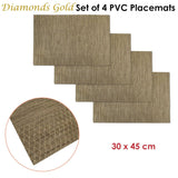 Darrahopens Home & Garden > Kitchenware Choice Set of 4 PVC Table Placemats Diamonds Gold