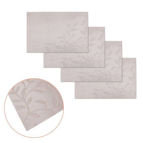 Darrahopens Home & Garden > Kitchenware Choice Set of 4 PVC Table Placemats Leaves Taupe