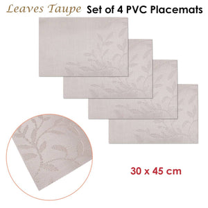 Darrahopens Home & Garden > Kitchenware Choice Set of 4 PVC Table Placemats Leaves Taupe