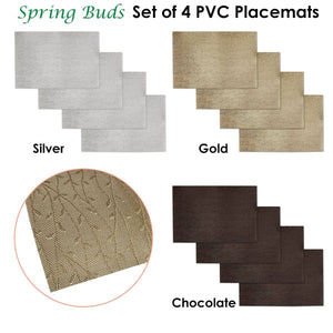 Darrahopens Home & Garden > Kitchenware Choice Set of 4 PVC Table Placemats Spring Buds Chocolate